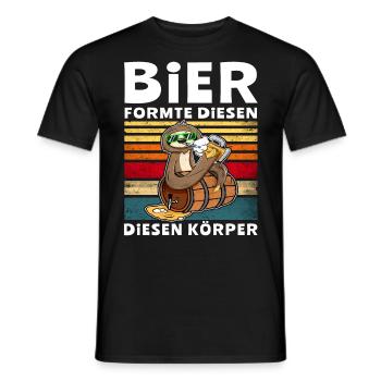 Bier Formte Körper Faultier Trinksprüche - Männer T-Shirt - Schwarz - Vorne - AI Model Male 178 light (178cm)