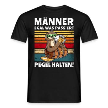 Bier Männer Pegel Halten Faultier Trinksprüche - Männer T-Shirt - Schwarz - Vorne - AI Model Male 178 light (178cm)