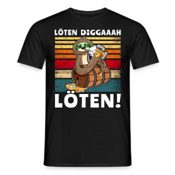 Bier Löten Digga Löten Faultier Trinksprüche - Männer T-Shirt - Schwarz - Vorne - AI Model Male 178 light (178cm)