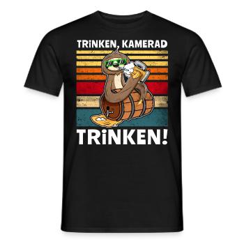 Bier Trinken Kamerad Faultier Trinksprüche - Männer T-Shirt - Schwarz - Vorne - AI Model Male 178 light (178cm)