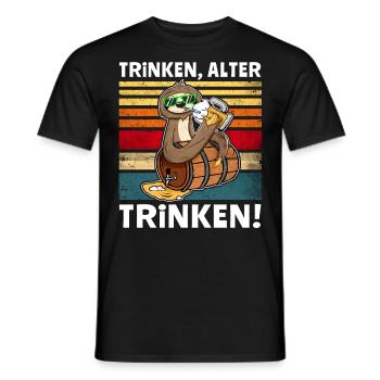 Bier Trinken Faultier Trinksprüche - Männer T-Shirt - Schwarz - Vorne - AI Model Male 178 light (178cm)