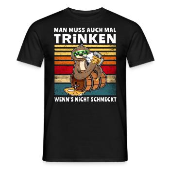 Bier Trinken Nicht Schmeckt Faultier Trinksprüche - Männer T-Shirt - Schwarz - Vorne - AI Model Male 178 light (178cm)