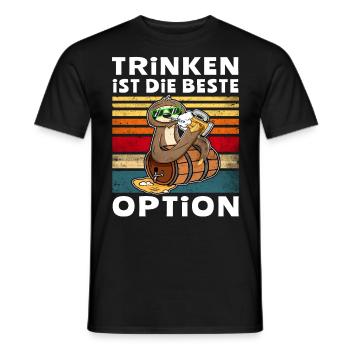 Bier Trinken Option Faultier Trinksprüche - Männer T-Shirt - Schwarz - Vorne - AI Model Male 178 light (178cm)