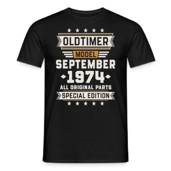 Oldtimer September 1974 Birthday Gift - Men's T-Shirt - black - Front - AI Model Male 178 light (178cm)