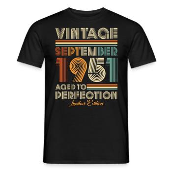 Vintage Aged To Perfection September 1951 - Men's T-Shirt - black - Front - AI Model Male 178 light (178cm)
