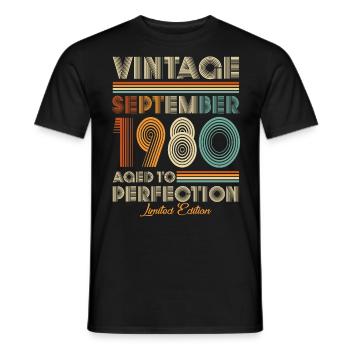 Vintage Aged To Perfection September 1980 - Men's T-Shirt - black - Front - AI Model Male 178 light (178cm)