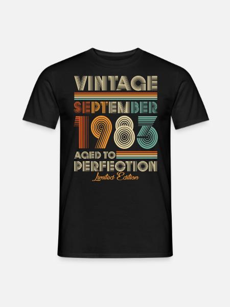 Vintage Aged To Perfection September 1983 - Männer T-Shirt - Schwarz