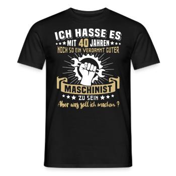 Maschinist 40. Geburtstag 40 Jahre Feuerwehr - Männer T-Shirt - Schwarz - Vorne - AI Model Male 178 light (178cm)