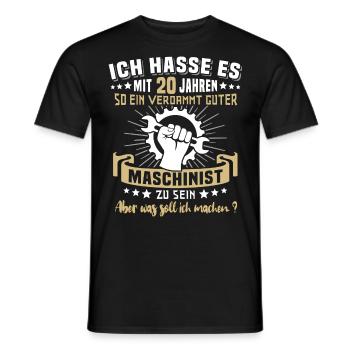 Maschinist 20. Geburtstag 20 Jahre Feuerwehr - Männer T-Shirt - Schwarz - Vorne - AI Model Male 178 light (178cm)