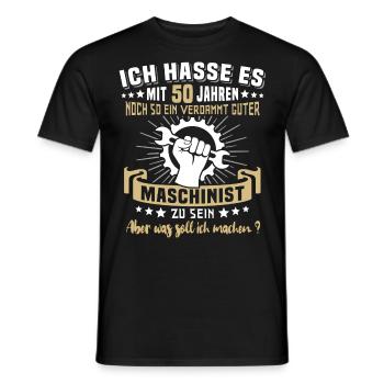 Maschinist 50. Geburtstag 50 Jahre Feuerwehr - Männer T-Shirt - Schwarz - Vorne - AI Model Male 178 light (178cm)