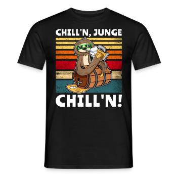 Faultier Bier Löten Saufsprüche - Männer T-Shirt - Schwarz - Vorne - AI Model Male 178 light (178cm)