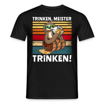 Biertrinker Faultier Bier Löten Digger Trinken - Männer T-Shirt - Schwarz - Vorne - AI Model Male 178 light (178cm)