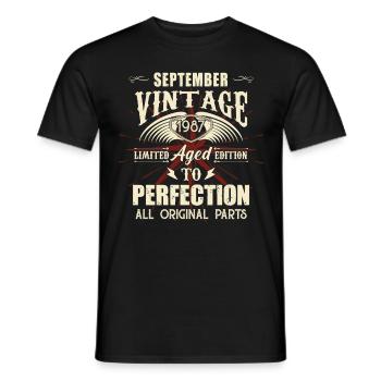 Retro Legends Birthday Gift September 1987 - Men's T-Shirt - black - Front - AI Model Male 178 light (178cm)