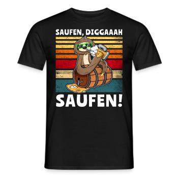 Löten Digga Faultier Bier Saufen - Männer T-Shirt - Schwarz - Vorne - AI Model Male 178 light (178cm)