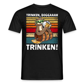 Löten Digga Faultier Bier Saufen - Männer T-Shirt - Schwarz - Vorne - AI Model Male 178 light (178cm)