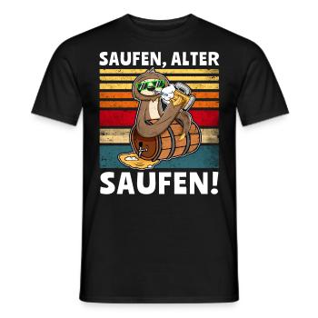 Löten Digga Faultier Bier Saufen - Männer T-Shirt - Schwarz - Vorne - AI Model Male 178 light (178cm)
