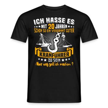 Kranführer 20. Geburtstag 20 Jahre Kran - Männer T-Shirt - Schwarz - Vorne - AI Model Male 178 light (178cm)