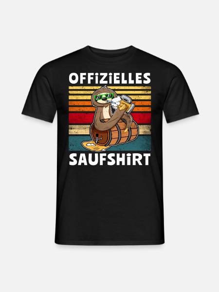 Bier Saufen Faultier Saufsprüche - Männer T-Shirt - Schwarz