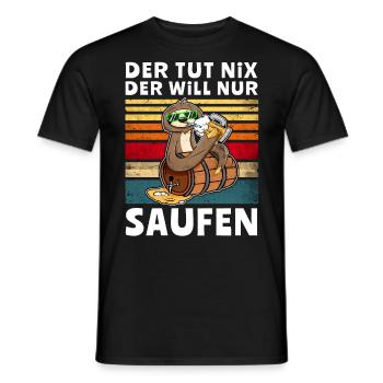 Bier Saufen Faultier Saufsprüche - Männer T-Shirt - Schwarz - Vorne - AI Model Male 178 light (178cm)
