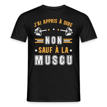 Musculation Sport. Citation Sportif Drôle Workout - T-shirt homme - noir - Devant - AI Model Male 178 light (178cm)