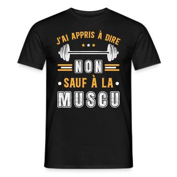 Musculation Sport. Citation Sportif Drôle Original - T-shirt homme - noir - Devant - AI Model Male 178 light (178cm)