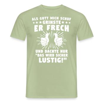 Gott Schuf Grinste - Männer T-Shirt - Sage - Vorne - AI Model Male 178 light (178cm)