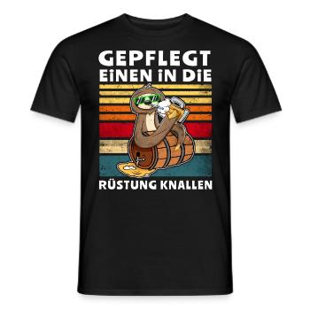 Bier Trinken Faultier Trinksprüche - Männer T-Shirt - Schwarz - Vorne - AI Model Male 178 light (178cm)