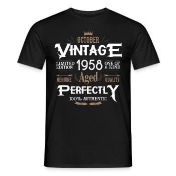 Octobre 1958 naissance Légendes Anniversaire - T-shirt homme - noir - Devant - AI Model Male 178 light (178cm)
