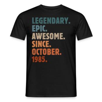 Cadeau d’anniversaire vintage d’octobre 1985 - T-shirt homme - noir - Devant - AI Model Male 178 light (178cm)