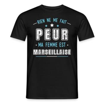 Marseille idée cadeau couple région Marseillaise - T-shirt homme - noir - Devant - AI Model Male 178 light (178cm)