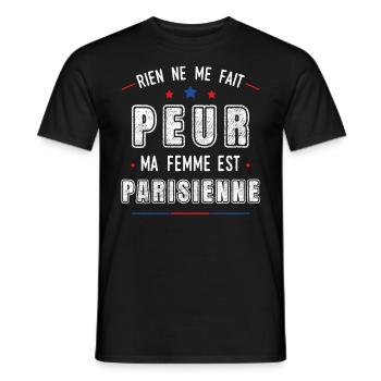 Paris, idée cadeau Couple Parisien Citation Région - T-shirt homme - noir - Devant - AI Model Male 178 light (178cm)