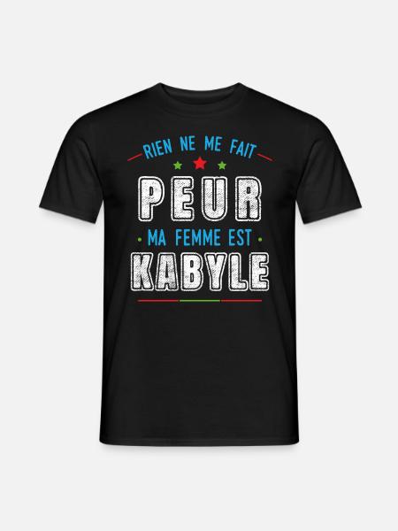 Kabyle, idée cadeau drapeau Kabyle humour couple - T-shirt homme - noir