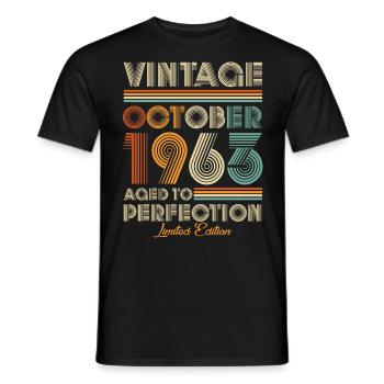 Vintage Aged To Perfection October 1963 - Men's T-Shirt - black - Front - AI Model Male 178 light (178cm)