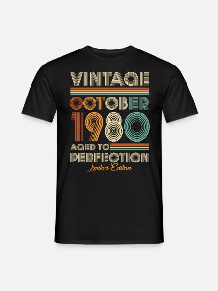 Vintage Aged To Perfection October 1980 - Men's T-Shirt - black