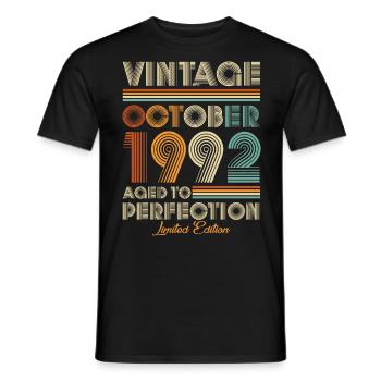 Vintage Aged To Perfection October 1992 - Men's T-Shirt - black - Front - AI Model Male 178 light (178cm)