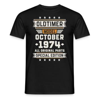 Oldtimer October 1974 Birthday Gift - Men's T-Shirt - black - Front - AI Model Male 178 light (178cm)