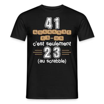 Anniversaire 41 ans, idée cadeau date de naissance - T-shirt homme - noir - Devant - AI Model Male 178 light (178cm)
