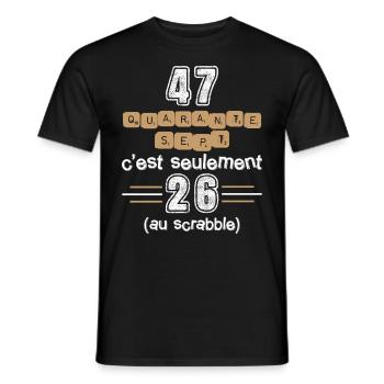 Anniversaire 47 ans, idée cadeau date de naissance - T-shirt homme - noir - Devant - AI Model Male 178 light (178cm)