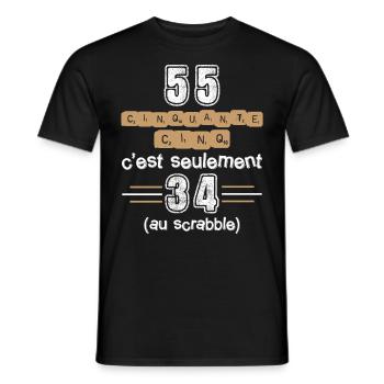 Anniversaire 55 ans, idée cadeau date de naissance - T-shirt homme - noir - Devant - AI Model Male 178 light (178cm)