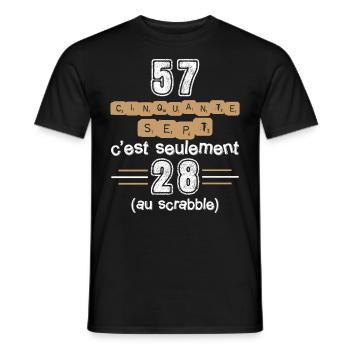 Anniversaire 57 ans, idée cadeau date de naissance - T-shirt homme - noir - Devant - AI Model Male 178 light (178cm)