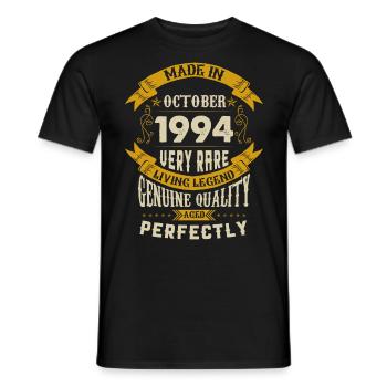 Octobre 1994 Vintage Anniversaire - T-shirt homme - noir - Devant - AI Model Male 178 light (178cm)