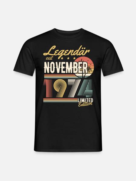 Legendär Seit November 1974 Geburtstag Geschenk - Männer T-Shirt - Schwarz