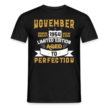 Anniversaire Novembre 1954 né Vintage - T-shirt homme - noir - Devant - AI Model Male 178 light (178cm)