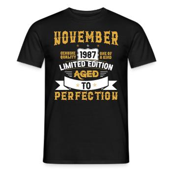 Geburtstag November 1987 geboren Vintage - Männer T-Shirt - Schwarz - Vorne - AI Model Male 178 light (178cm)