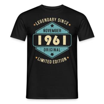 Novembre 1961 Vintage Retro Anniversaire - T-shirt homme - noir - Devant - AI Model Male 178 light (178cm)