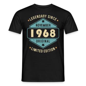 Novembre 1968 Vintage Retro Anniversaire - T-shirt homme - noir - Devant - AI Model Male 178 light (178cm)