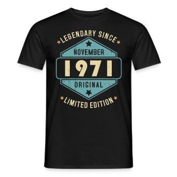 Novembre 1971 Vintage Retro Anniversaire - T-shirt homme - noir - Devant - AI Model Male 178 light (178cm)