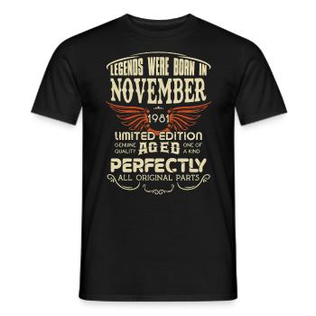 Les légendes sont nées en novembre 1981 anniversaire - T-shirt homme - noir - Devant - AI Model Male 178 light (178cm)