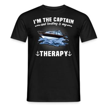Captain Sailing Motorboat Captain - Men's T-Shirt - black - Front - AI Model Male 178 light (178cm)