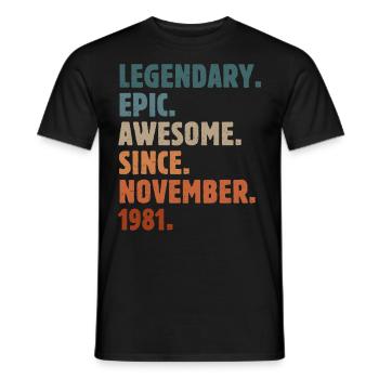 1981 Novembre Vintage Cadeau d’anniversaire - T-shirt homme - noir - Devant - AI Model Male 178 light (178cm)